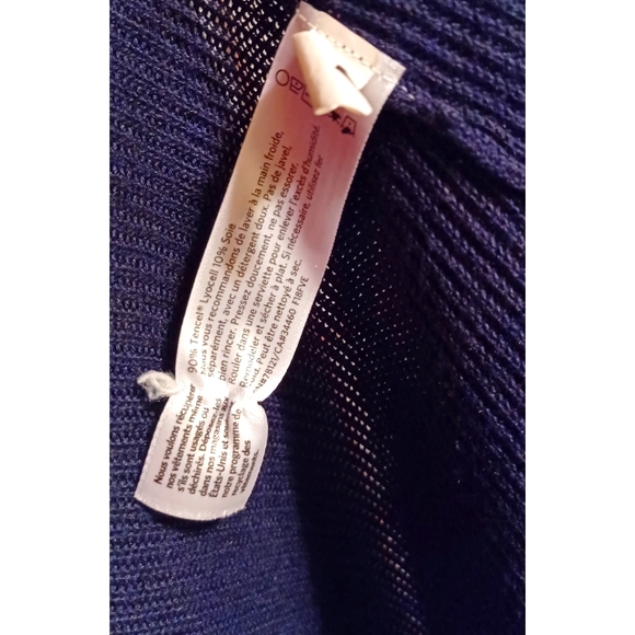 Eileen Fisher Slit Side Tencel/Silk-Blend Long Cardigan - Navy Blue/Brown - Picture 12 of 16